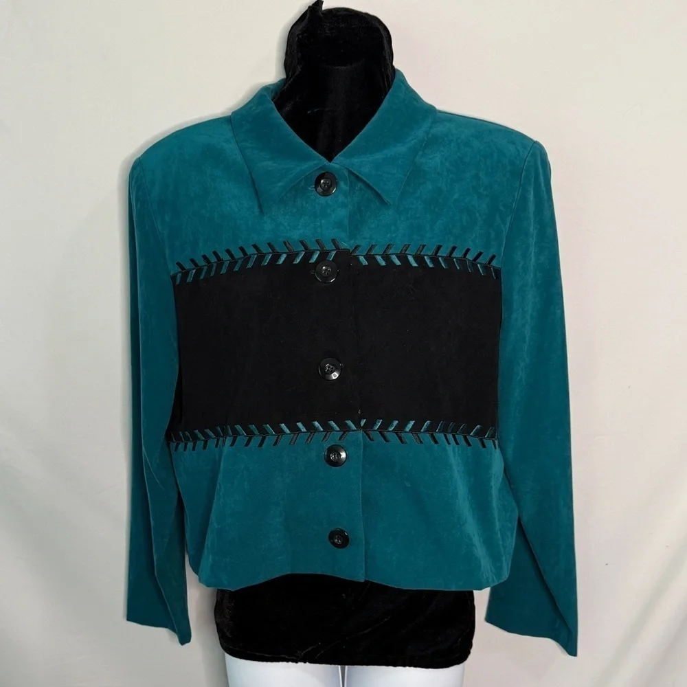 Positive Attitude Vintage Velour Striped Western Jacket Festival Sz P 10